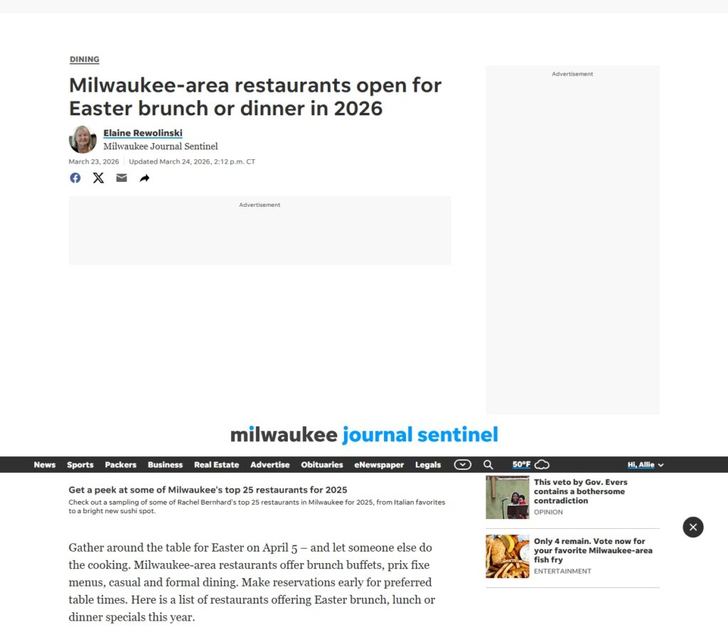 Milwaukee Easter Brunches - Milwaukee Journal Sentinel